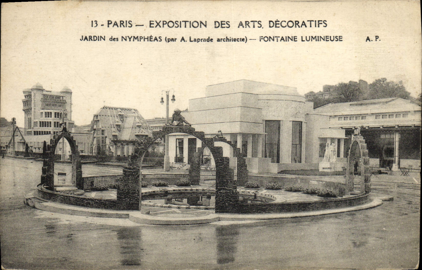 CPA Paris Exposition Internationale des Arts Decoratifs Jardin des nympheas Fontaine lumineuse 