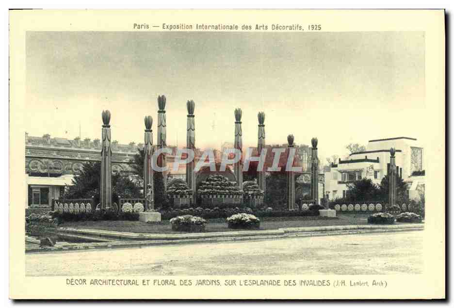 Paris — Internationale Ausstellung der dekorativen Künste, 1925 — Architektonische und florale Gestaltung der Gärten auf der Esplanade des Invaliden (J.H. Lambert Arch)