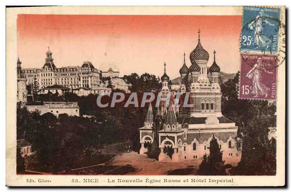 CPA Nice La Nouvelle Eglise Russe et Hotel Imperial