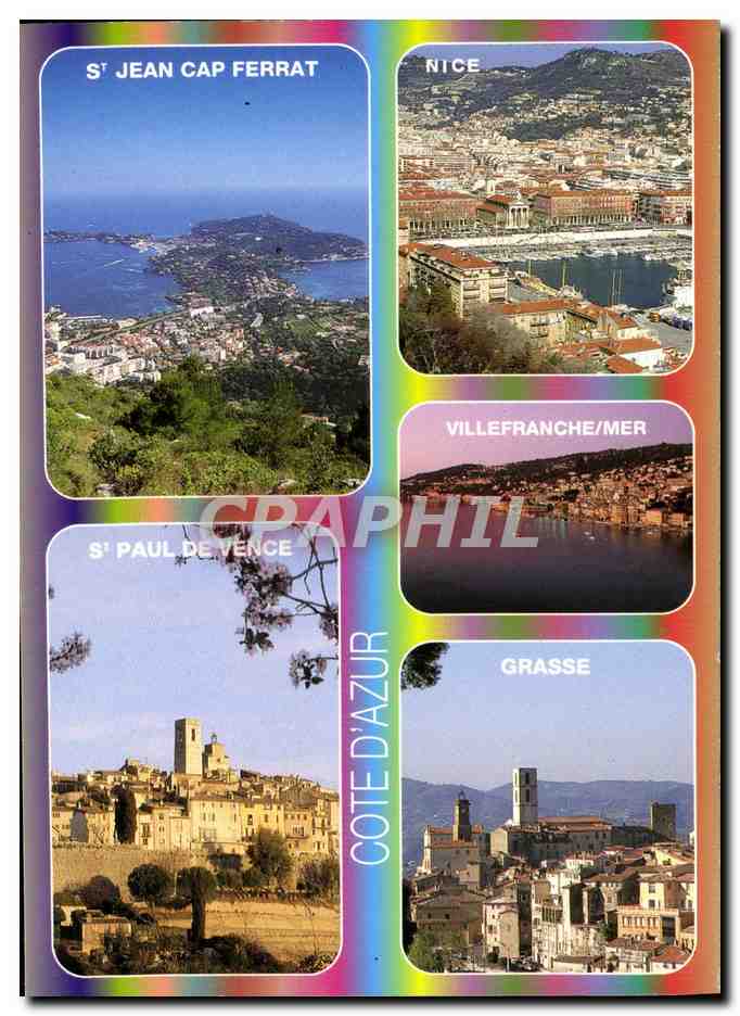 CPM Cote d'Azur Vues generales St Jean Cap Ferrat Nice Villefranche Grasse St Paul de Vence