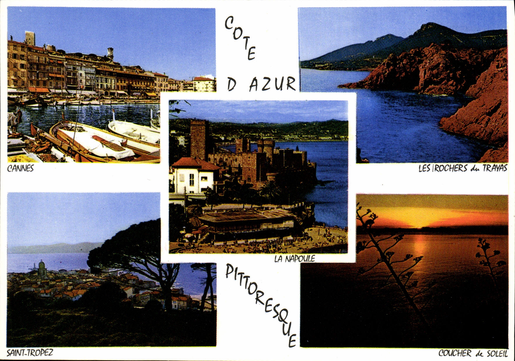 Côte d'Azur — Cannes, Saint-Tropez, La Napoule, Les Rochers du Trava — Éditions d'Art Montluet, Nice