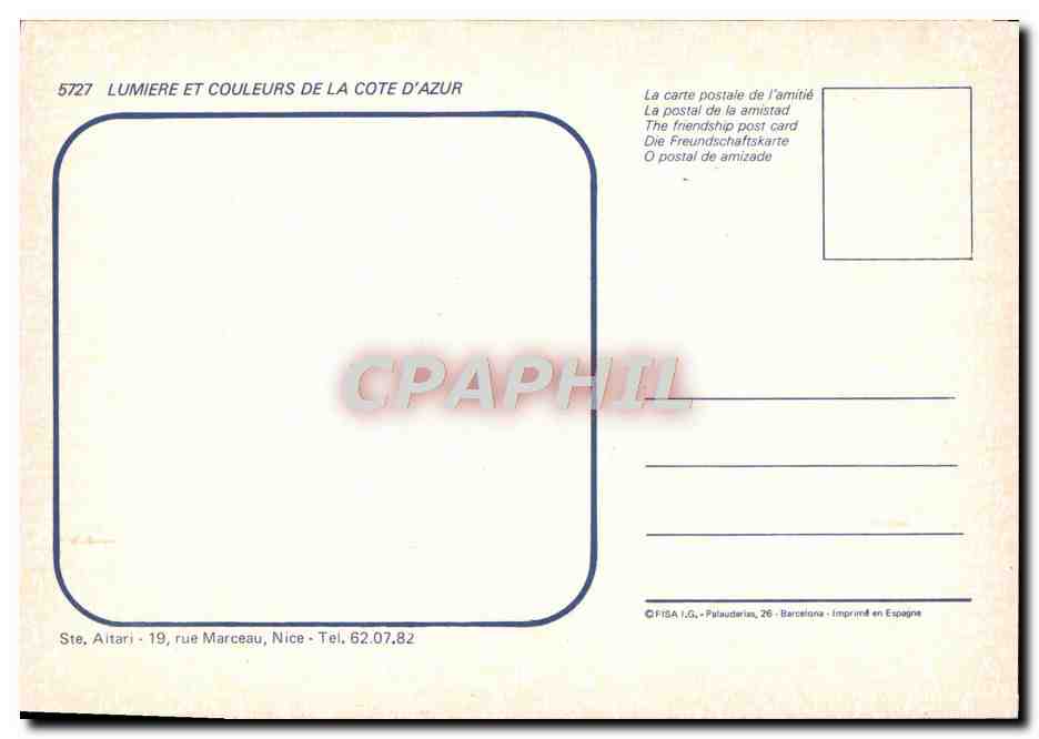 CPM La Cote D'Azur — Verso