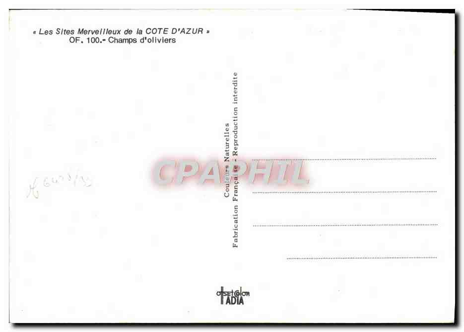 Champs d'oliviers — Côte d'Azur — OF. 100 — Fabrication ADIA — Reverso