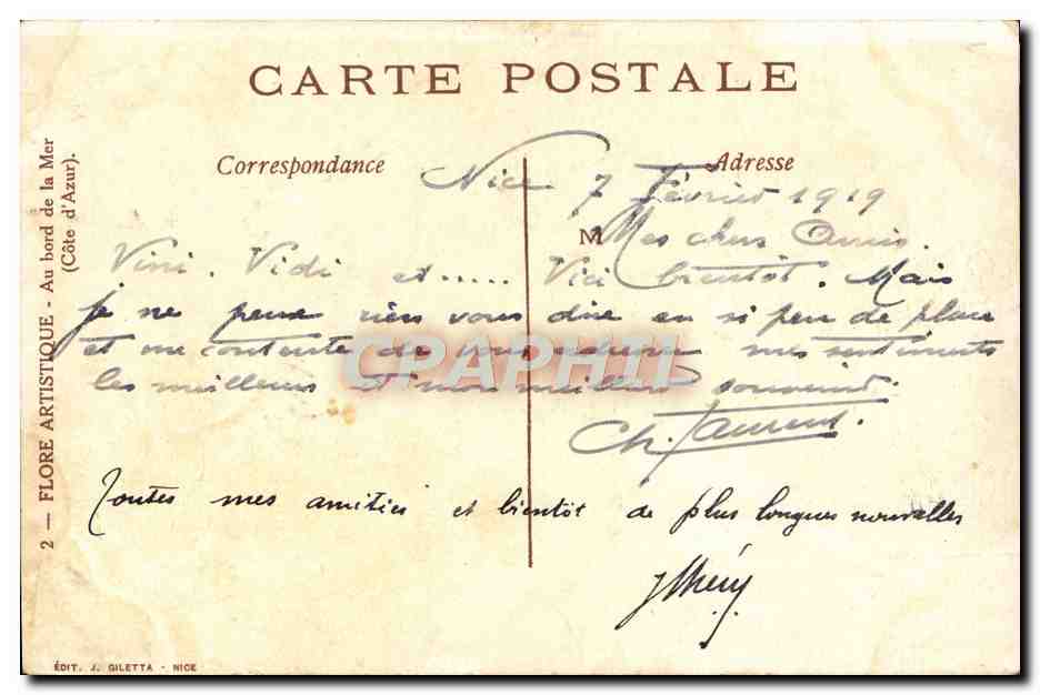 CPA Flore Artistique Au Bord de la Mer — Verso