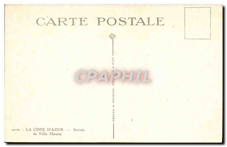 CPA La Cote D'Azur Entree De Villa Fleurie — Rückseite