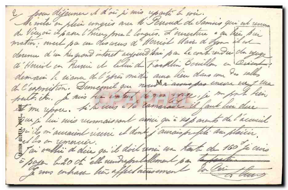 CPA Cote D'Azur a Vol d'Aeroplane de Menton a Cannes — Rückseite