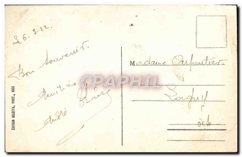 CPA Cote D'Azur a Vol d'Aeroplane de Cannes a Nice — Verso
