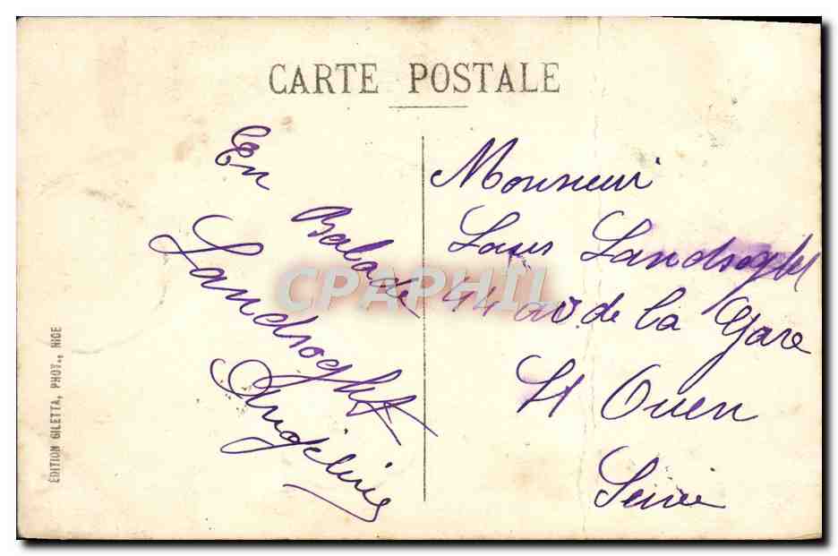 CPA Cote D'Azur a Vol d'Aeroplane de Moanco a San Remo — Rückseite