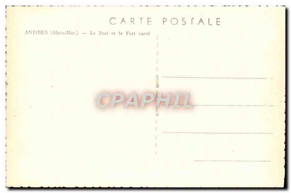 CPA Antibes Le Port et le Fort Carre Bateaux  — Rückseite