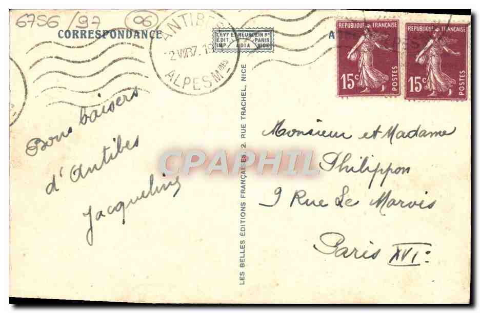 CPA Antibes Les Remparts et la Chaine Des Alpes — Rückseite