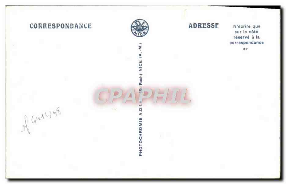CPA Antibes et la Chaine Des Alpes — Rückseite