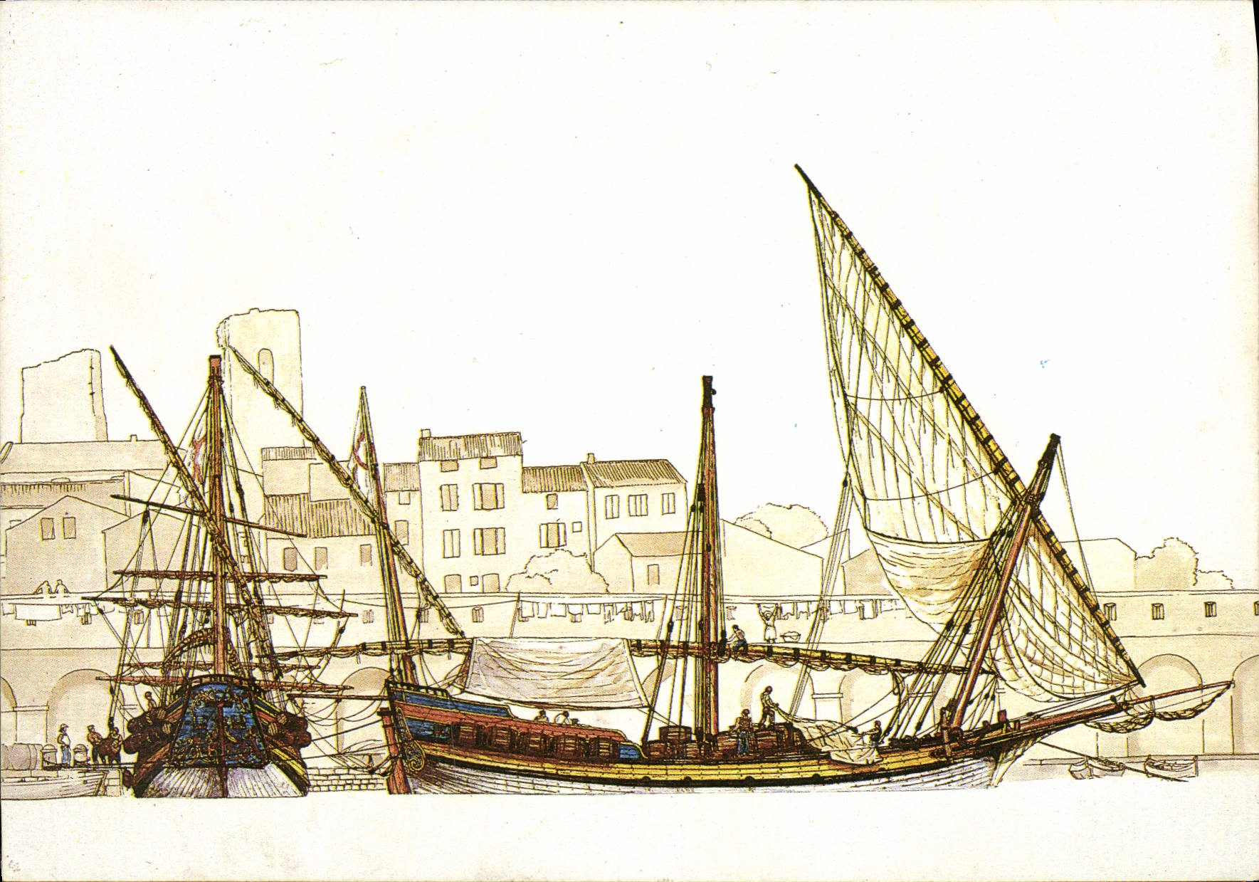 CPM Antibes La Vieile Ville Dessin de Jean Bellis Bateau