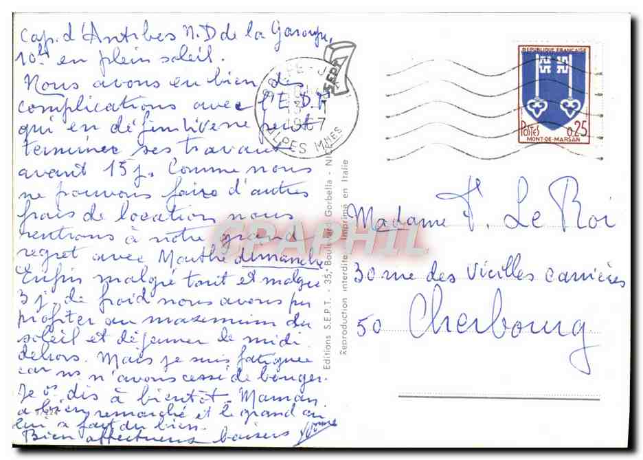 CPM Antibes La Vieile Ville — Rückseite