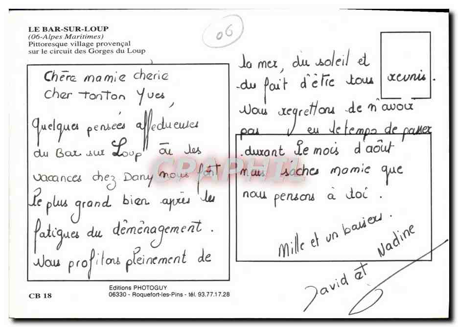 CPM Le Bar Sur Loup Gorges du loup — Verso