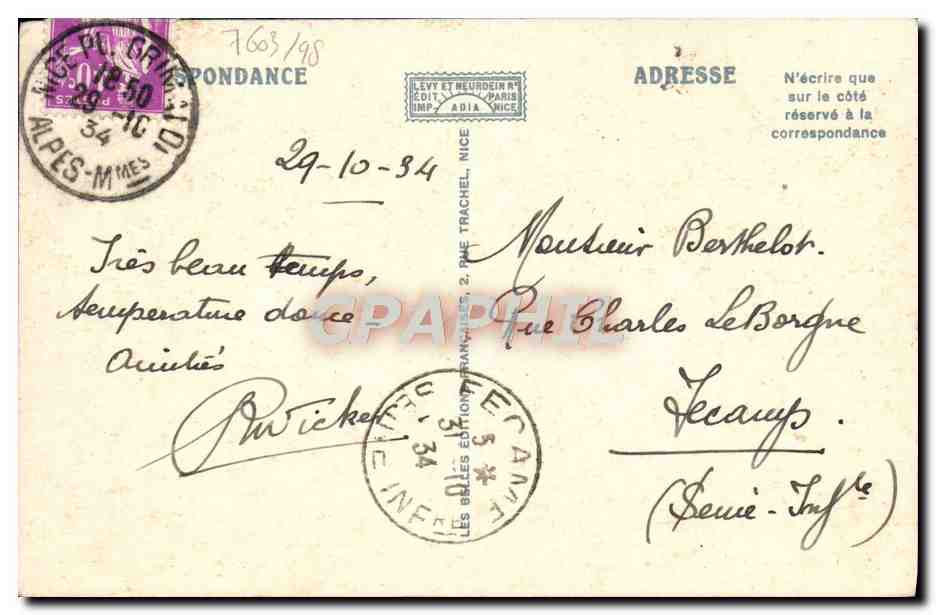 CPM Beaulieu Le Boulevard Gordon Benett — Rückseite