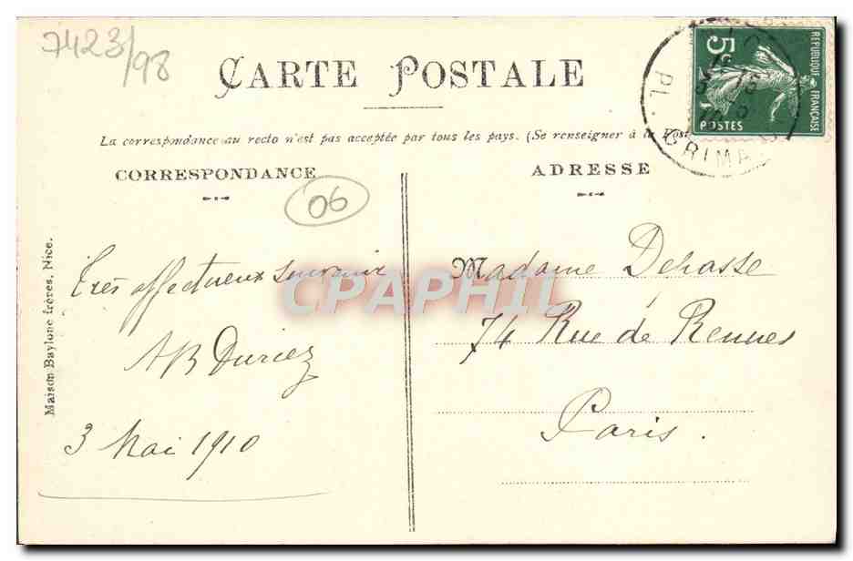 CPA Beaulieu La Petite Afrique Femme Enfant — Verso