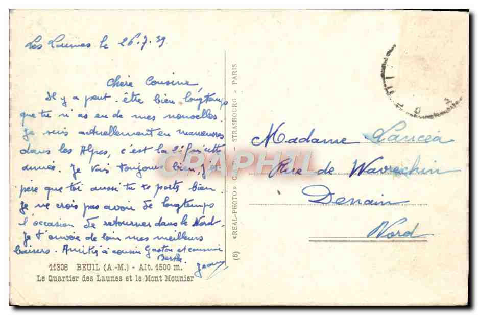 CPA Beuil Le quartier des Laumes et le Mont Mounier  — Rückseite