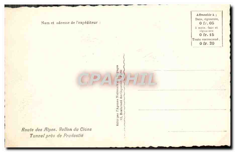 CPA Beuil Gorges du Cians et la Route de  — Rückseite