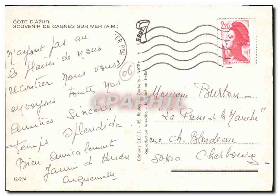 Cagnes sur Mer — station balnéaire à l'embouchure de la Cagnes, près de Nice — Éditions S.E.P.T. n°274 — Reverso
