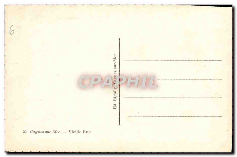 CPA Cagnes Sur Mer Vieille Rue — Verso
