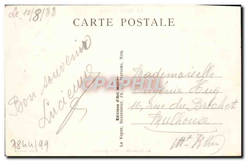 CPA Cagnes Vue Generale — Verso