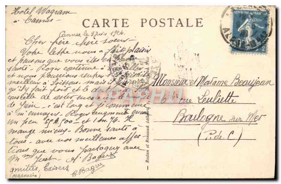 CPA Cannes Vue Sur le Suquet et les Iles — Verso