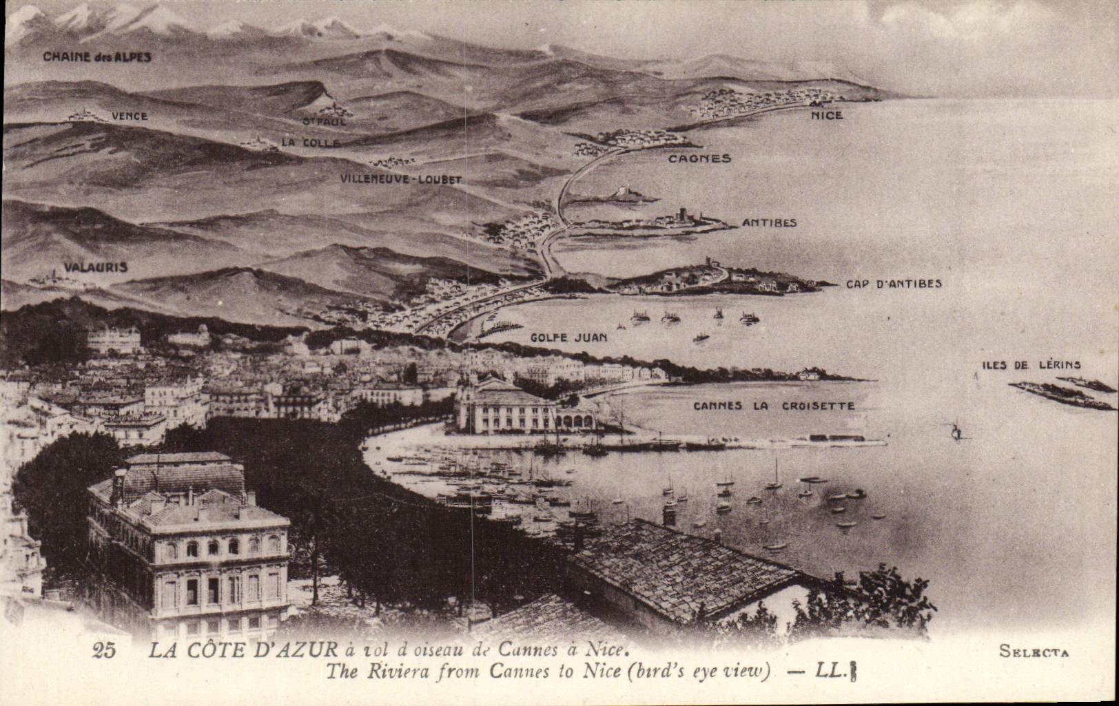 CPA Cannes a vol d'oiseau 