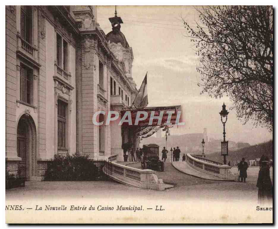 CPA Cannes La Nouvelle Entree du Casino Municipal Automobile