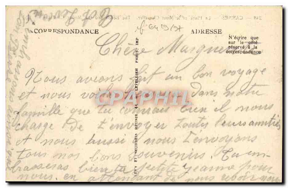 CPA Cannes La Plage et le Mont Chevalier  — Verso