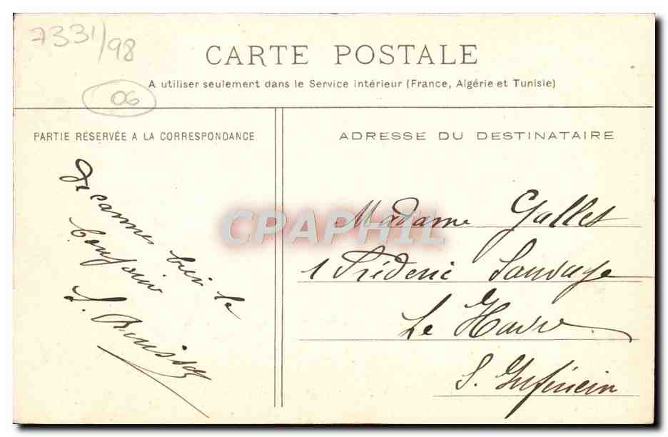 CPA Cannes Boulevard de la Croisette — Verso
