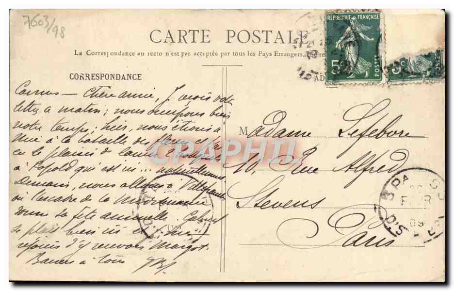 CPA Cannes Riviera De La Cote D'Azur Villa Zellie  — Verso