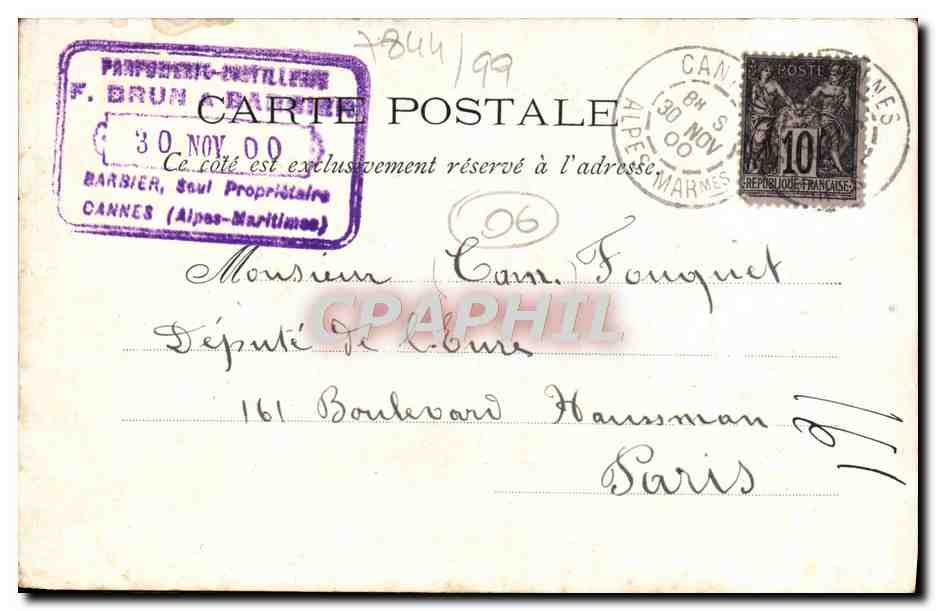 CPA Cannes La Croisette et le Mont Chevalier — Verso