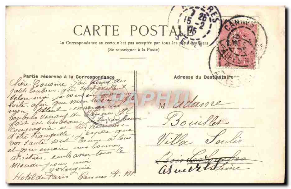 CPA Cannes Le Port et le Quai Saint Pierre Bateau Phare  — Rückseite