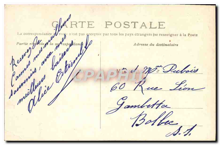 CPA Cannes Le Cannet — Verso