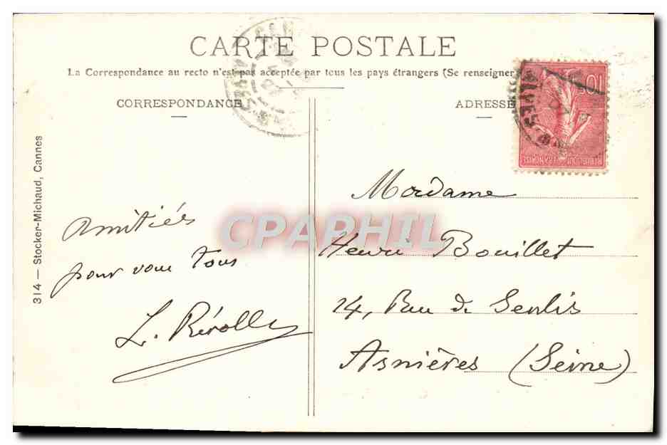 CPA Cannes Vue Generale — Rückseite