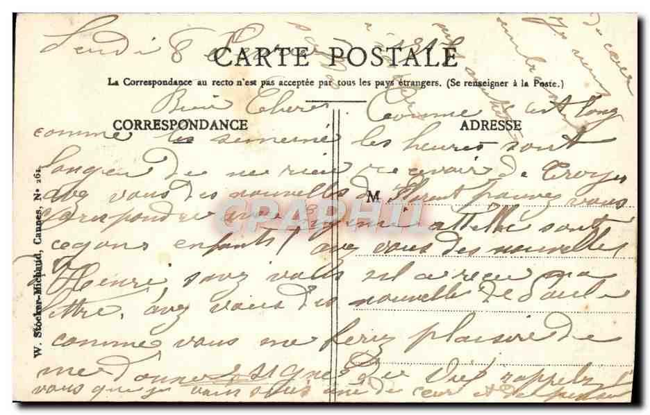 CPA Cannes Le Port Bateau — Verso