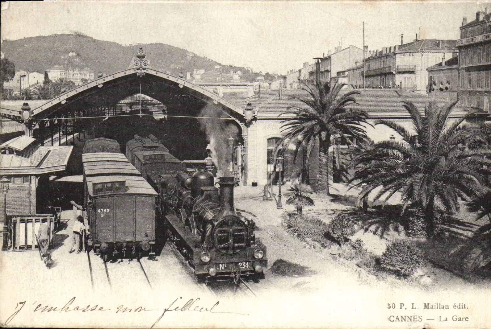 CPA Cannes La gare Train