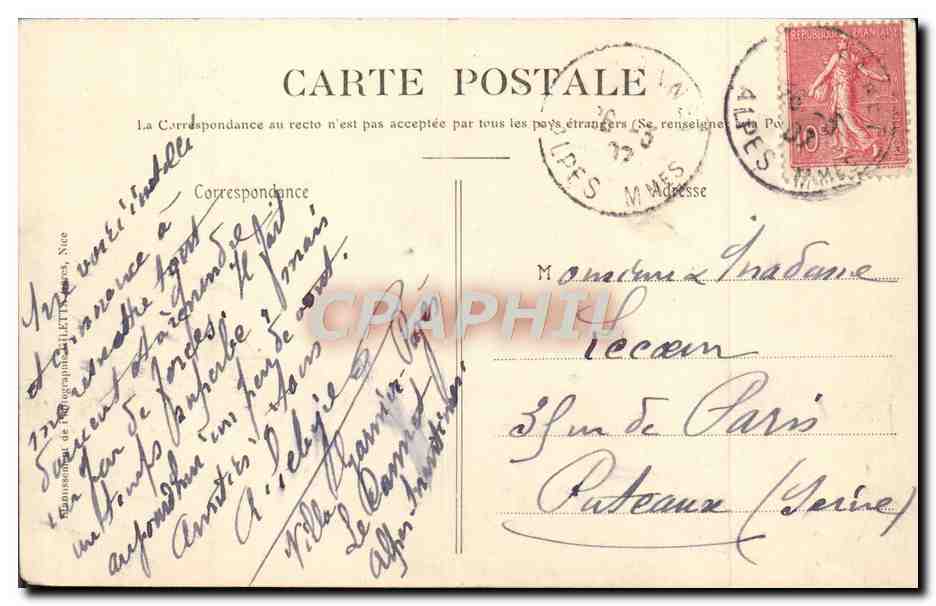 CPA Cannes Boulevard de la Croisette et le Casino  — Verso