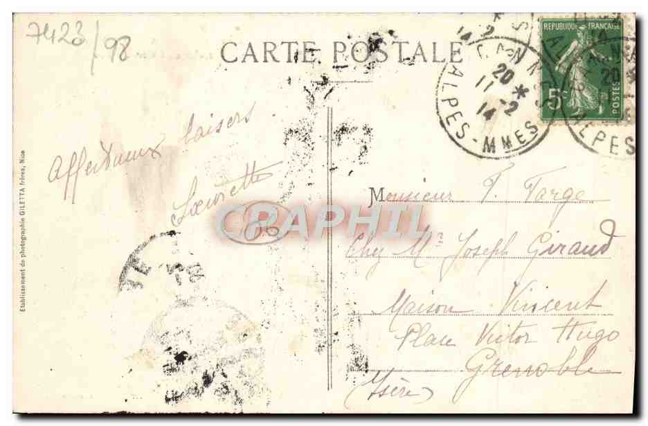 CPA Cannes Le Port Le Mont Chevalier Bateau — Rückseite