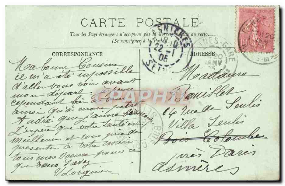 CPA Cannes Le Marche aux Fleurs — Verso