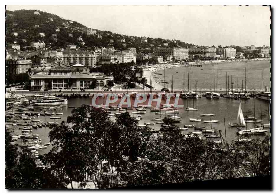 CPA Cannes Le Port et la Croisette Vue du Mont Chevalier Bateaux