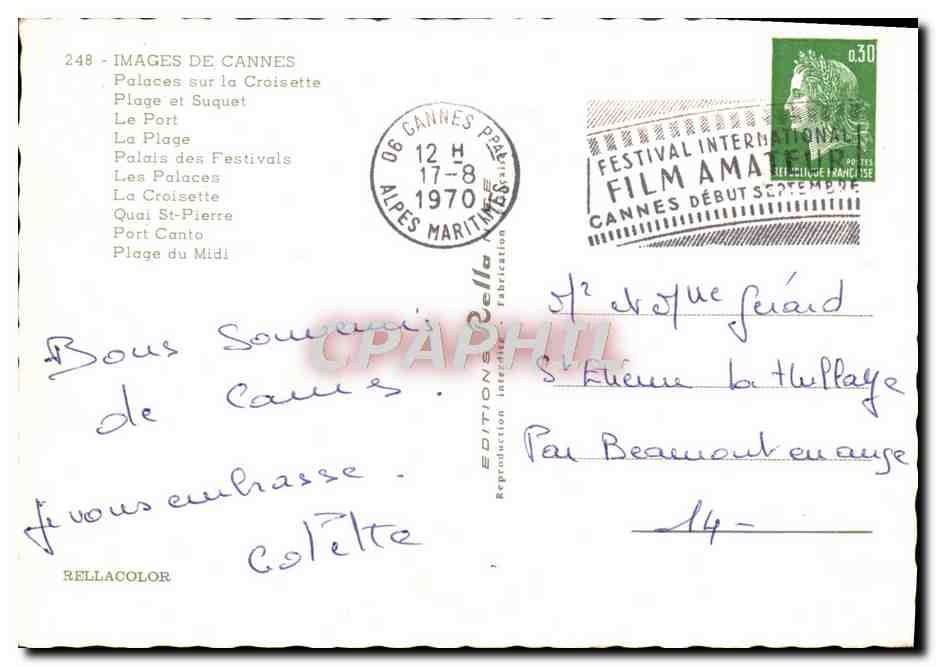 CPM Cannes  — Verso