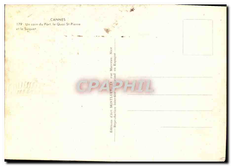 CPM Cannes Un Coin du Port Quai St Pierre et le Suquet — Rückseite