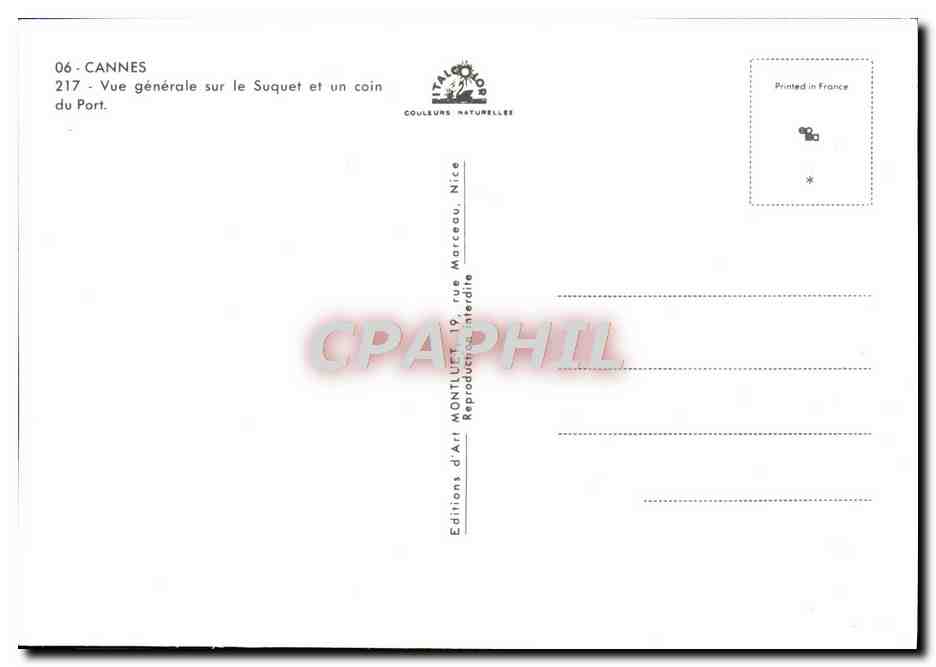 CPM Cannes Vue Generale Sur Le Suquet et un Coin du port — Verso
