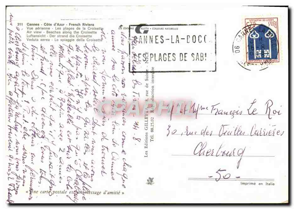 CPM Cannes Vue Generale — Rückseite