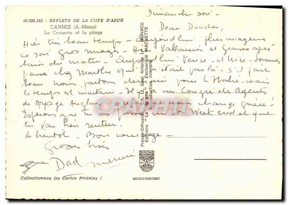 CPM Cannes La Croisette et la Plage — Verso
