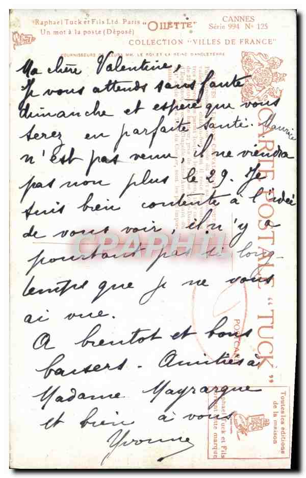 CPA Cannes Le mont Chevalier et le port Bateaux  — Rückseite