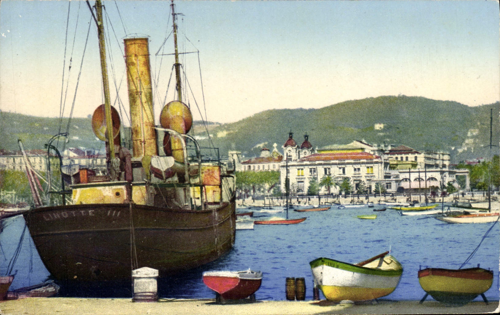 CPA Cannes Le port et le Casino Municipal Bateau Linotte III