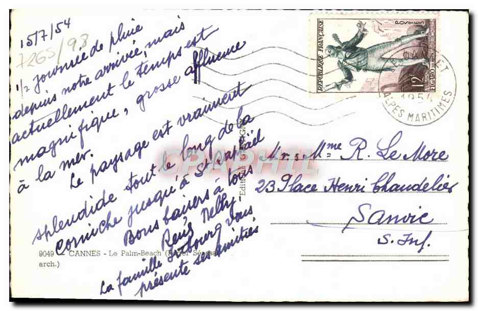 CPA Cannes Le Palm Beach Automobile  — Rückseite