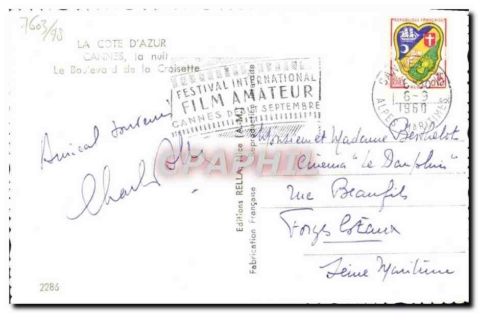 CPA Cannes La Nuit Le Boulevard de la Croisette — Verso